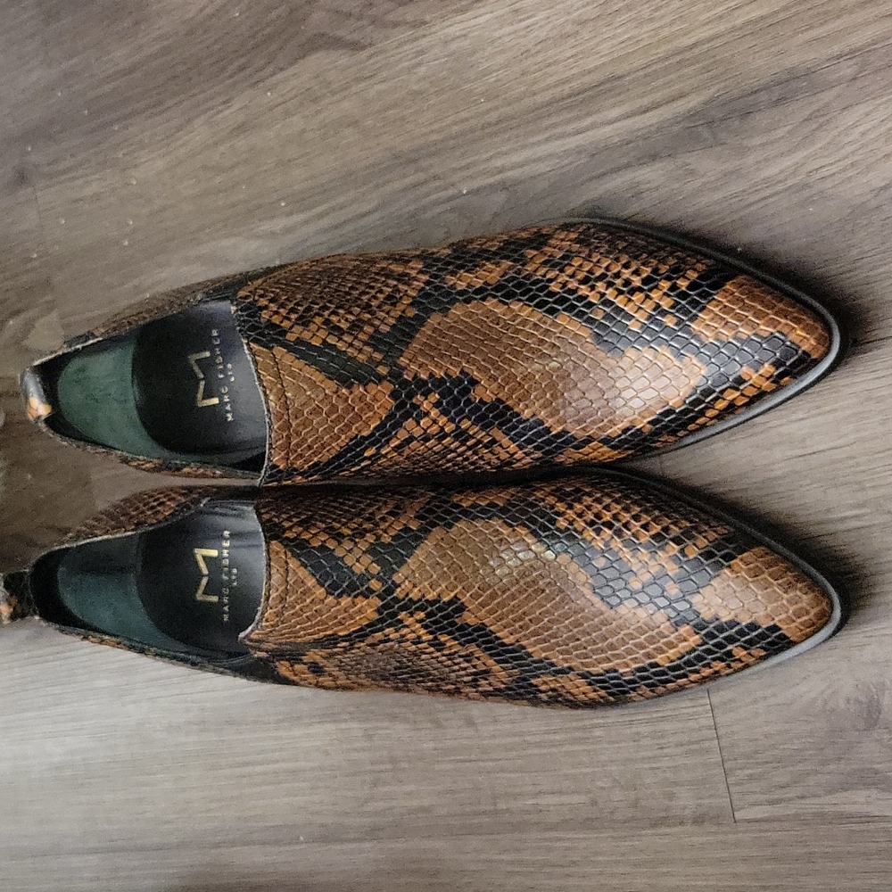 Marc Fisher Snake Print Booties, Size 7.5